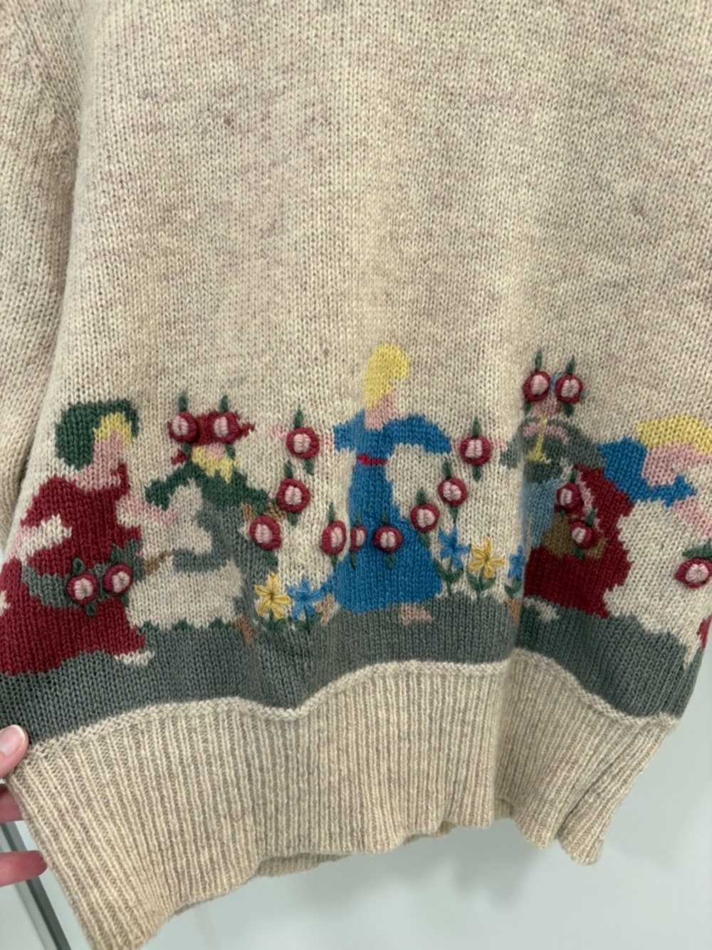 Vintage 90s Susan Bristol 100% Shetland Wool Dancing Ladies Knit Sweater Size S - Picture 8 of 14